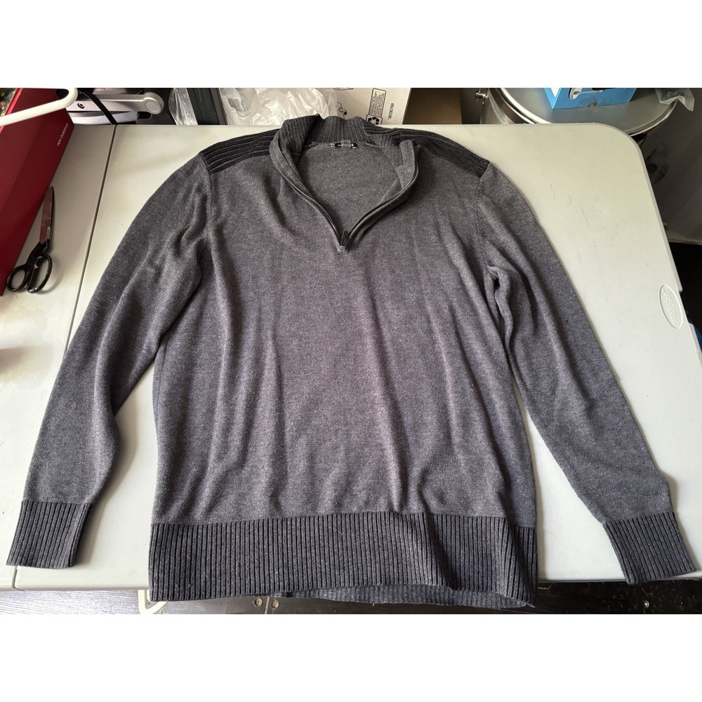 Smartwool Men's 1/4 Zip Wool Blend Sweater Mock Neck Grey Black XL